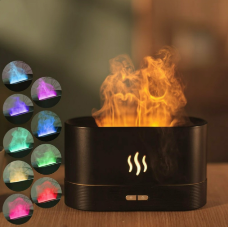 Difusor de Aroma e Humidificador Ultrassónico | Névoa Fria, Luz LED em Efeito de Chama, Ideal para Essências e Óleos Essenciais.
