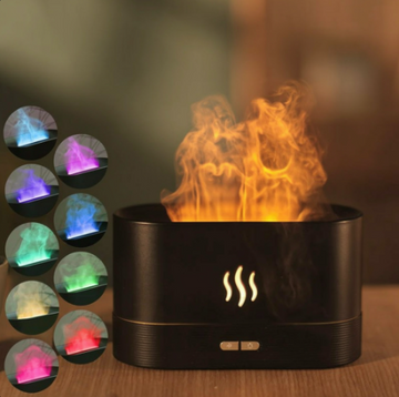 Difusor de Aroma e Humidificador Ultrassónico | Névoa Fria, Luz LED em Efeito de Chama, Ideal para Essências e Óleos Essenciais.