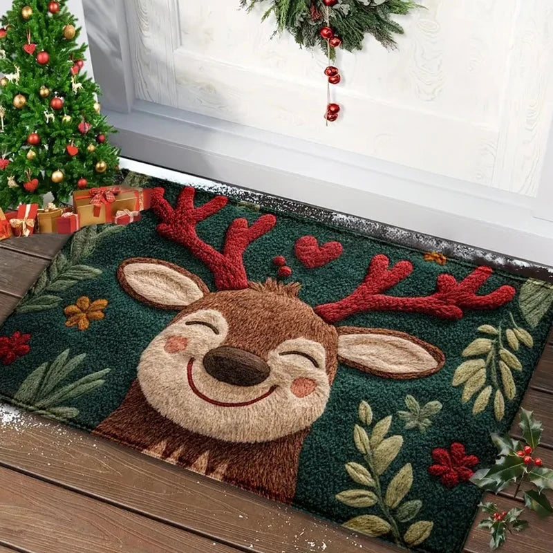 Tapete de Natal para Porta — Vermelho com Pai Natal
Tapete decorativo para interior e exterior com Boneco de Gengibre
 Decoração de Natal para a Casa — Capacho Festivo