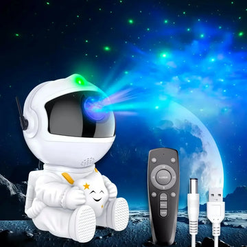 Projetor de Estrelas e Galáxias em Forma de Astronauta – Luz Nocturna LED para Tecto, Quarto Infantil e Decoração Ambiente – Presente Ideal para Crianças