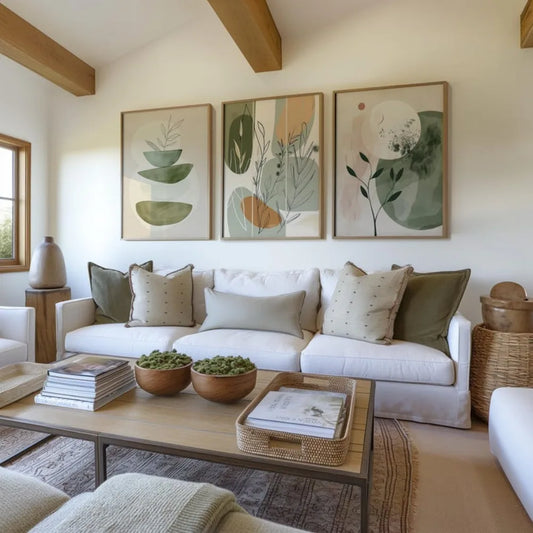 Botanical Art Set – Wall Decor with Plants, Boho Floral Art in Earthy Tones, Set of Three Minimalist Posters