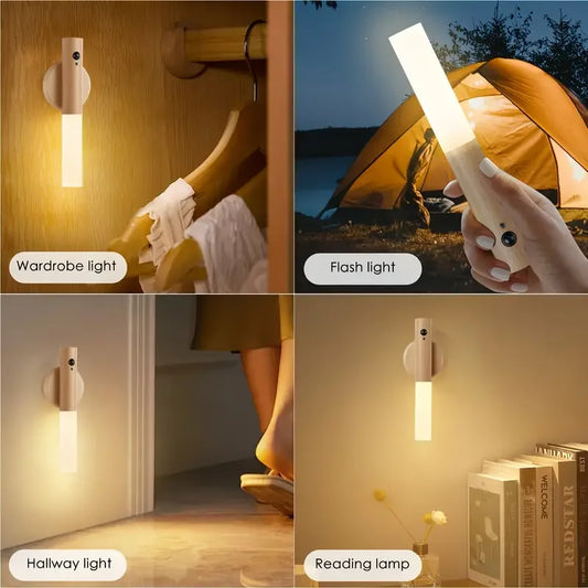 Lâmpada de Parede LED Inteligente com Sensor de Movimento – Recarregável, Magnética e Portátil | Ideal para Corredores, Quartos, Escadas, Casas de Banho e Armários