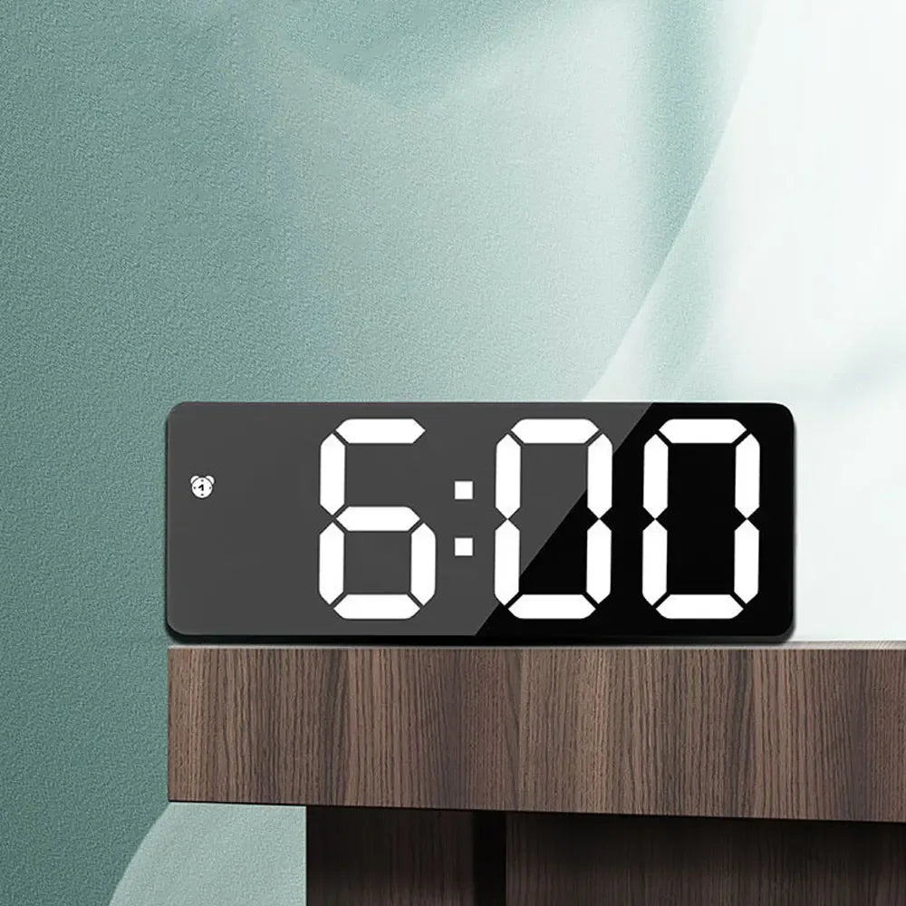 Relógio Despertador Digital em Acrílico/Espelho – Ecrã LED Inteligente para Mesa, Decoração de Quarto e Uso Diário