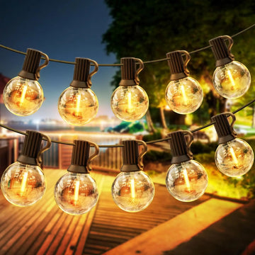 Luzes de Globo LED G40 para Exterior — 3 m / 9m / 15m, com Ficha EU, Lâmpadas de Plástico Brilhantes e Impermeáveis para Jardim, Festas e Decoração